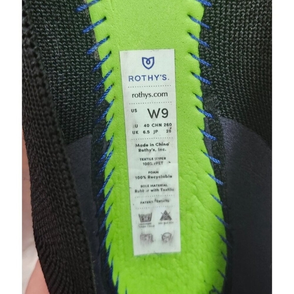 Rothy’s The Flat Black Blue Trim Women’s Size W9EU 40 Washable Knit Ballet Shoes - Picture 9 of 13